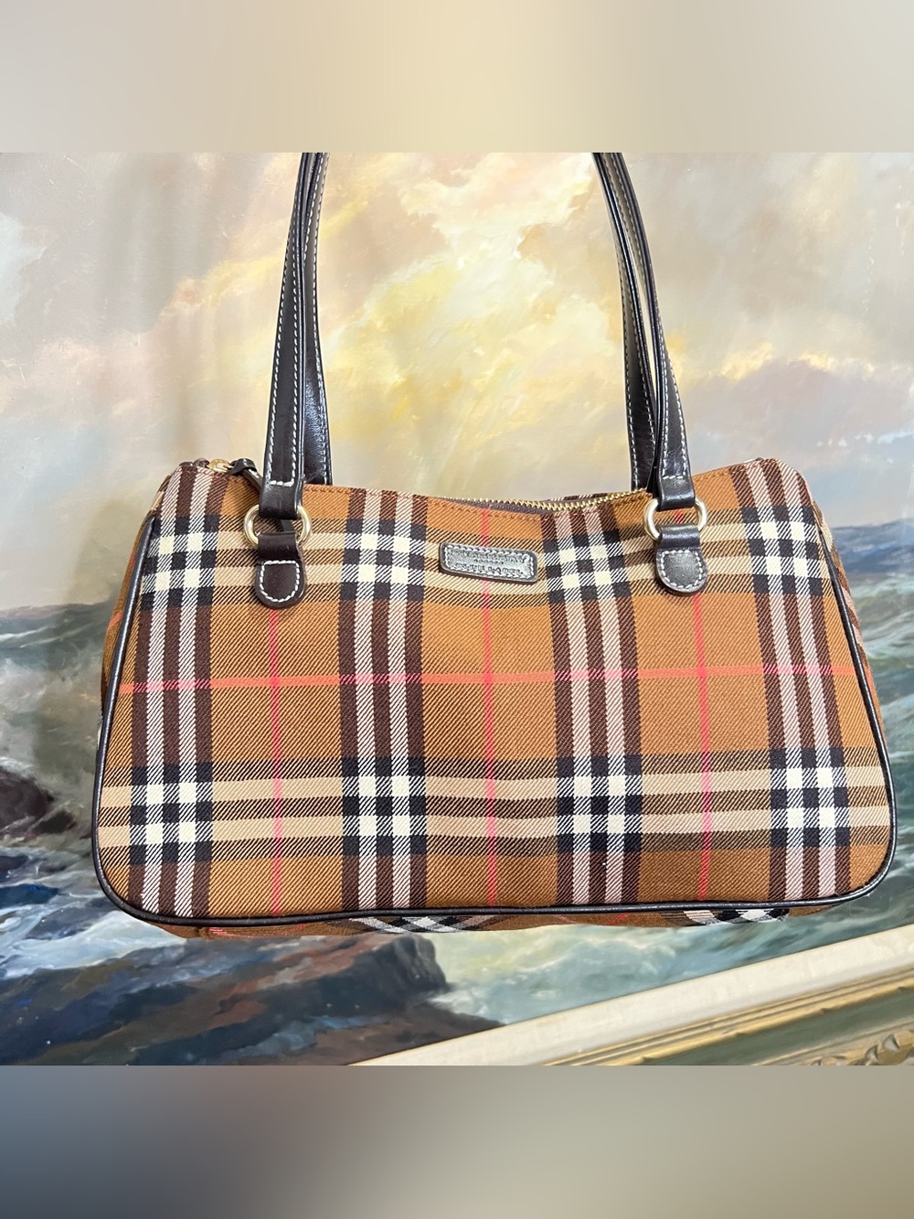 AUTH Burberry Shoulder Bag • Blue Label in External Nova Check AUTHENTIC